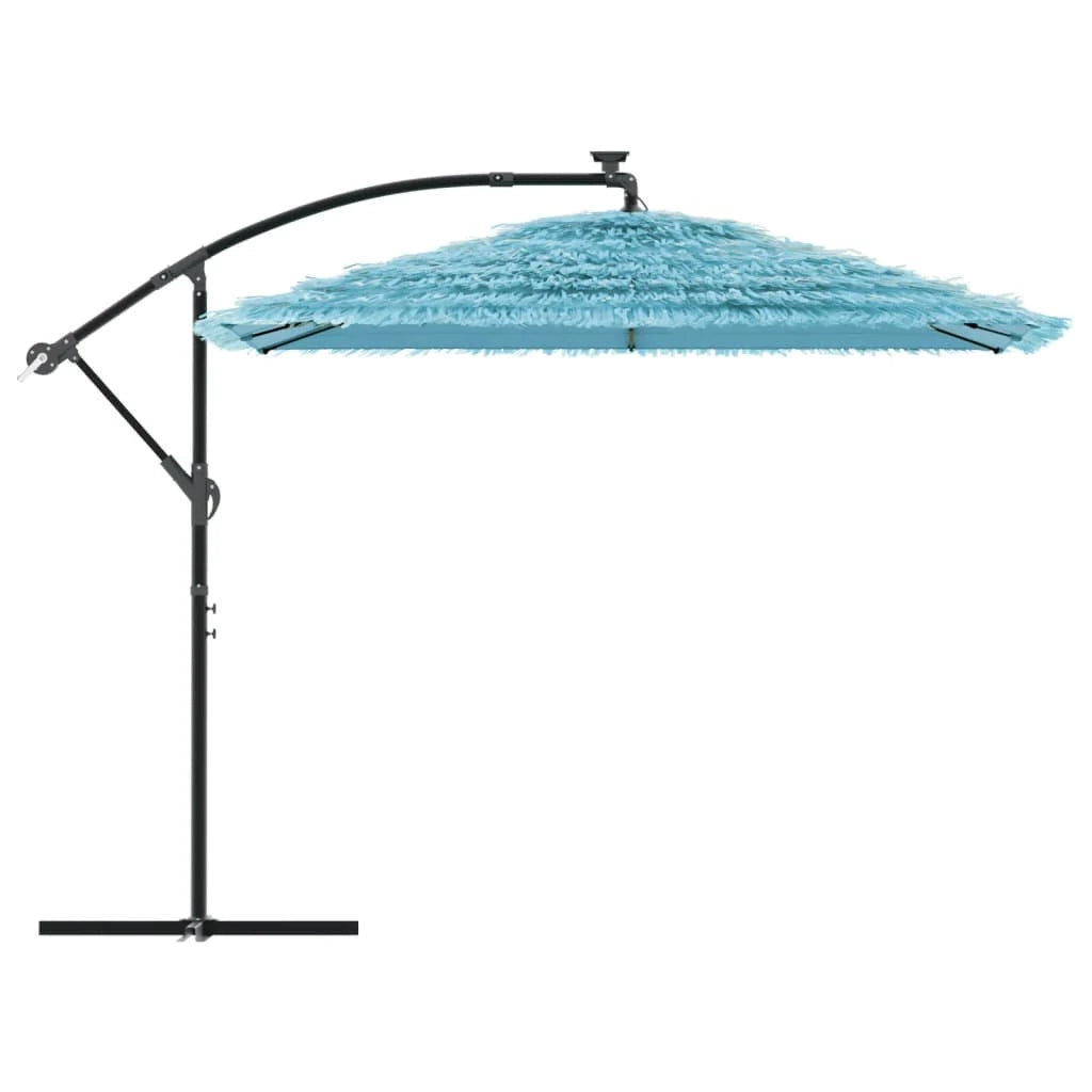 Ombrellone da giardino in poliestere 269 x 269 x 235 cm protezione solare con meccanismo a manovella in acciaio blu 02_0056379