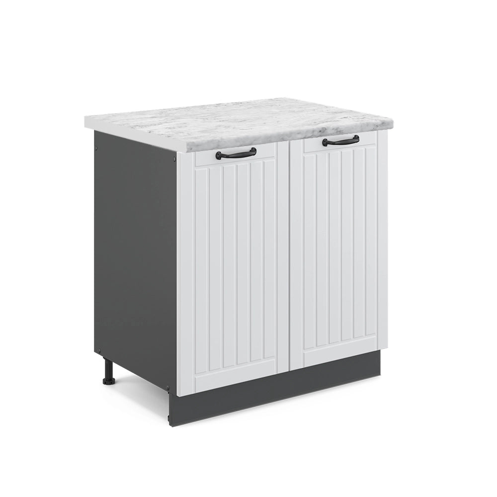 Mobile lavello cucina Fame-Line Bianco rustico/Antracite 80 cm, PL Marmo Vicco