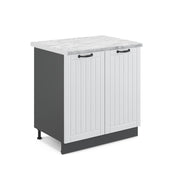 Mobile lavello cucina Fame-Line Bianco rustico/Antracite 80 cm, PL Marmo Vicco