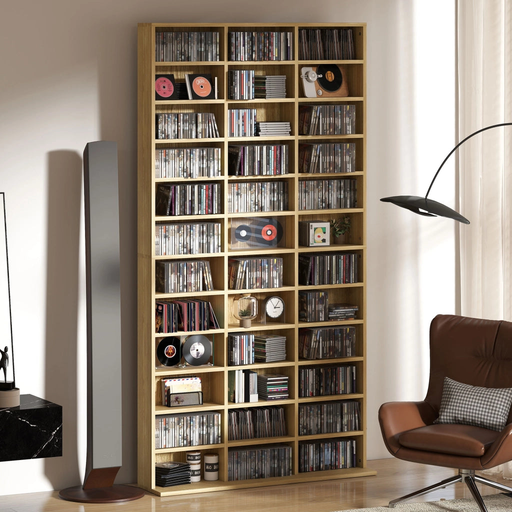 Libreria per CD/DVD ¨C Xylo ¨C 36 scomparti ripiani regolabili legno rovere 1116 CD 528 DVD