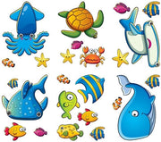 Stickers Antislittamento per Bagni, Stickers Antislittamento per Bagni, Grande Adesivo Autoadesivo per Bambini per Doccia e Bagno, Motivo Mare, 24 Pezzi