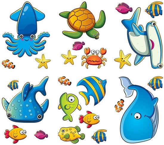Stickers Antislittamento per Bagni, Stickers Antislittamento per Bagni, Grande Adesivo Autoadesivo per Bambini per Doccia e Bagno, Motivo Mare, 24 Pezzi