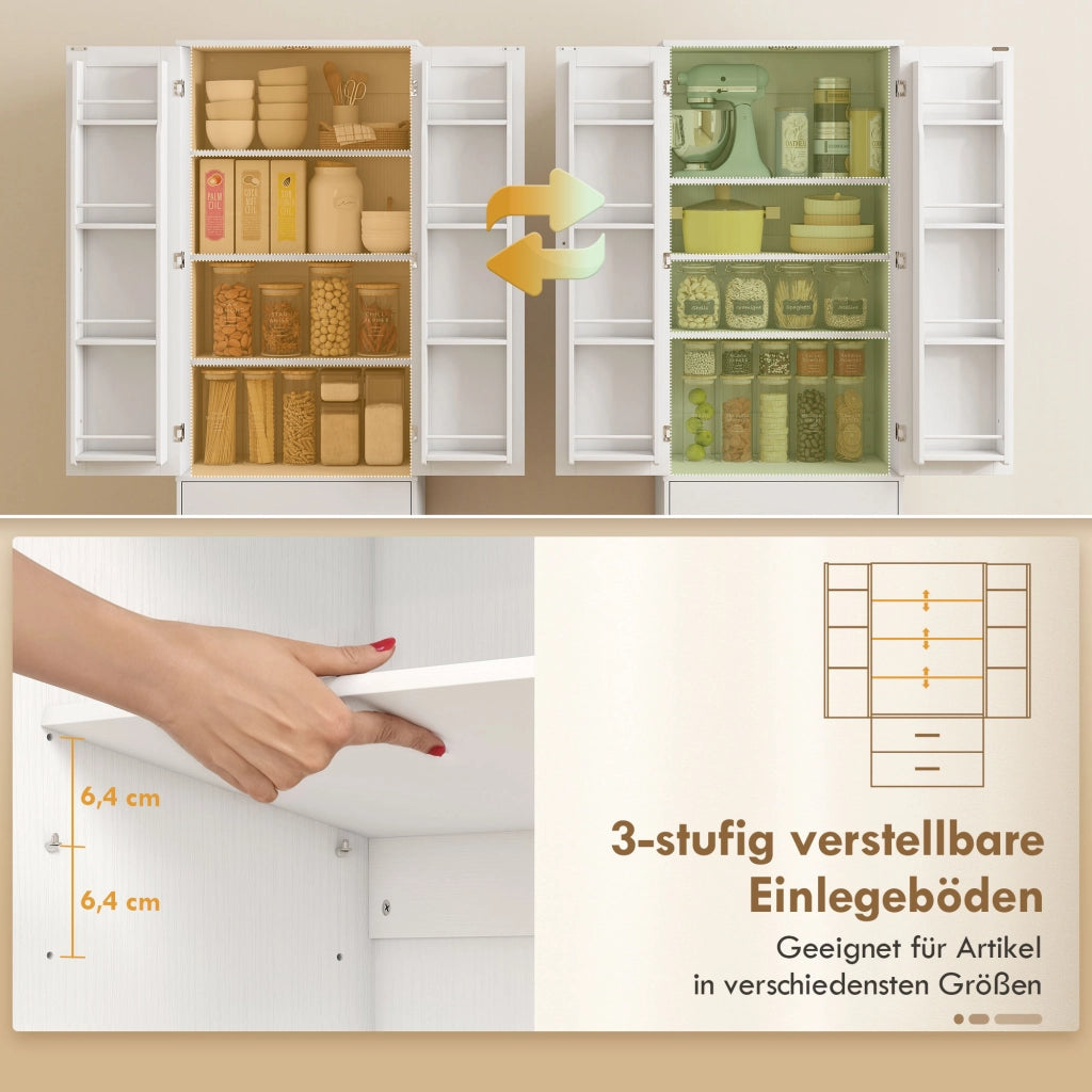 Armadio Cucina con Cassetti e Ripiani ¨C zephmum ¨C Bianco 159x