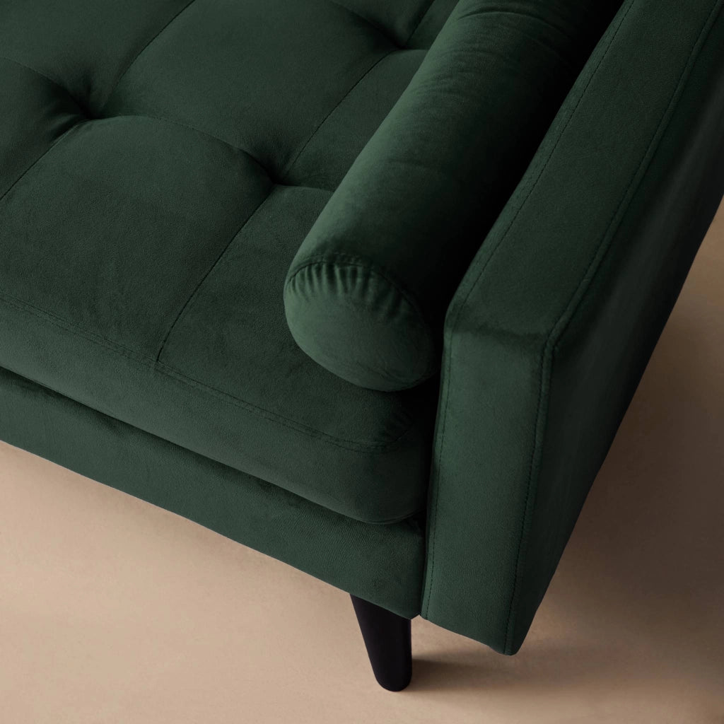 Divano con gambe in legno, 3 posti, verde inglese