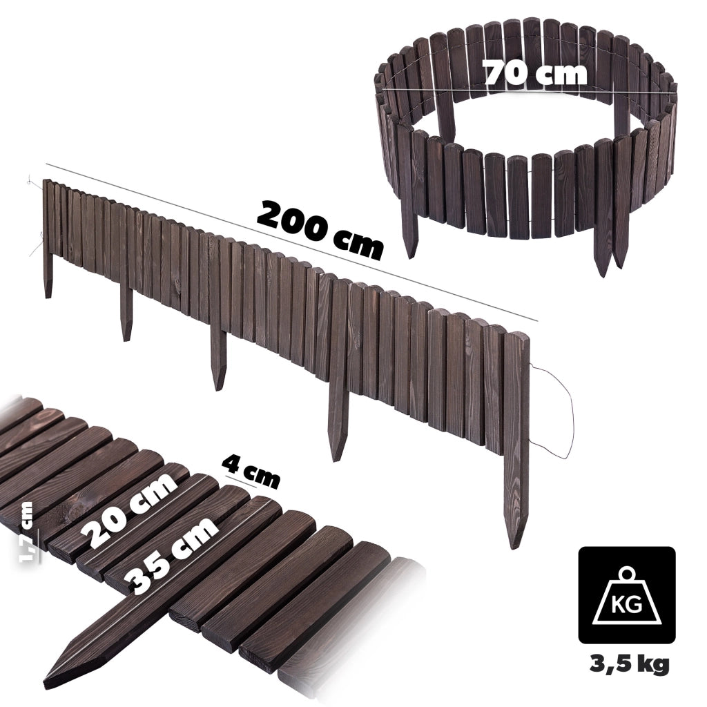 KADAX Płotek rabatowy drew L200 h20 antracyt K1739