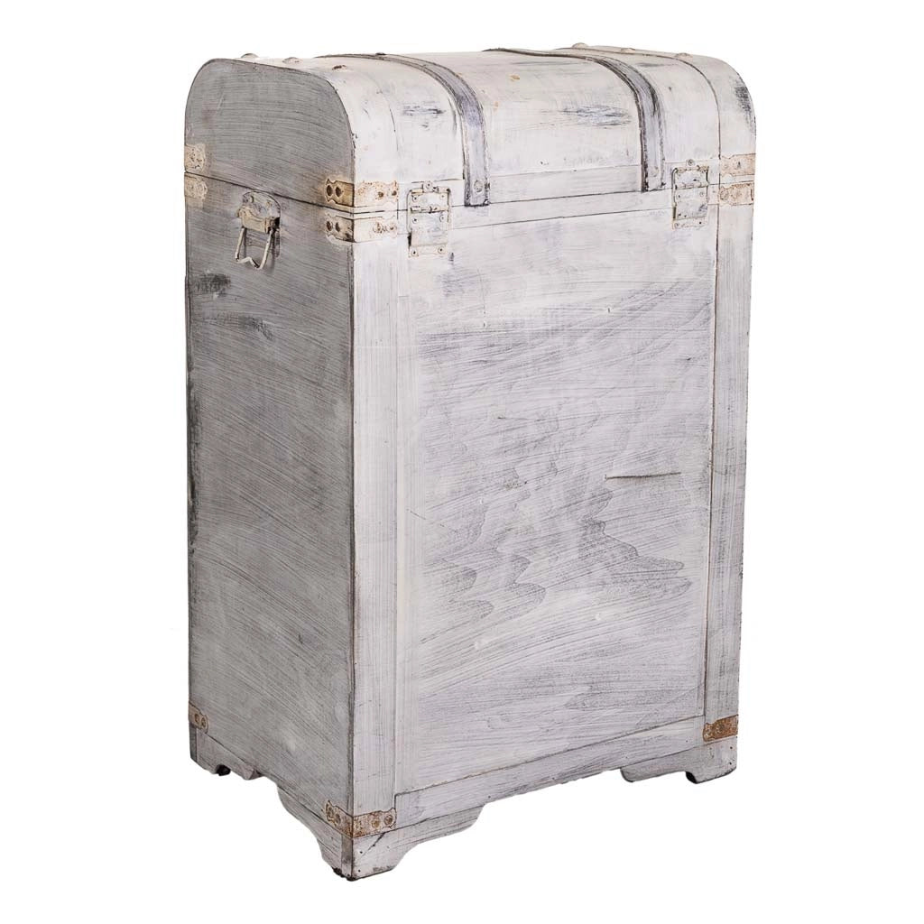 Baule portabottiglie in legno grigio 41x30x64h