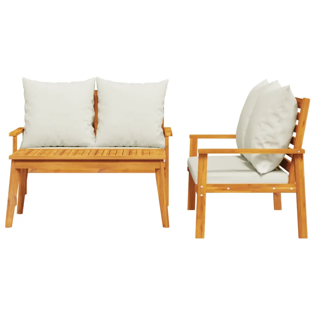Set Mobili da Giardino 3pz con Cuscini Legno Massello di Acaciacod mxl 92118