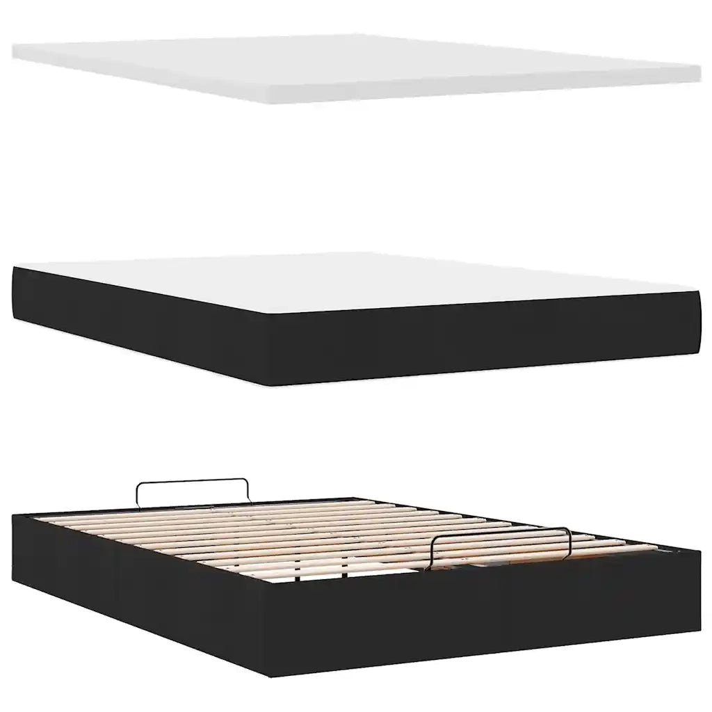 Pouf Letto con Materasso Nero 140x190 cm in Tessuto 3311375
