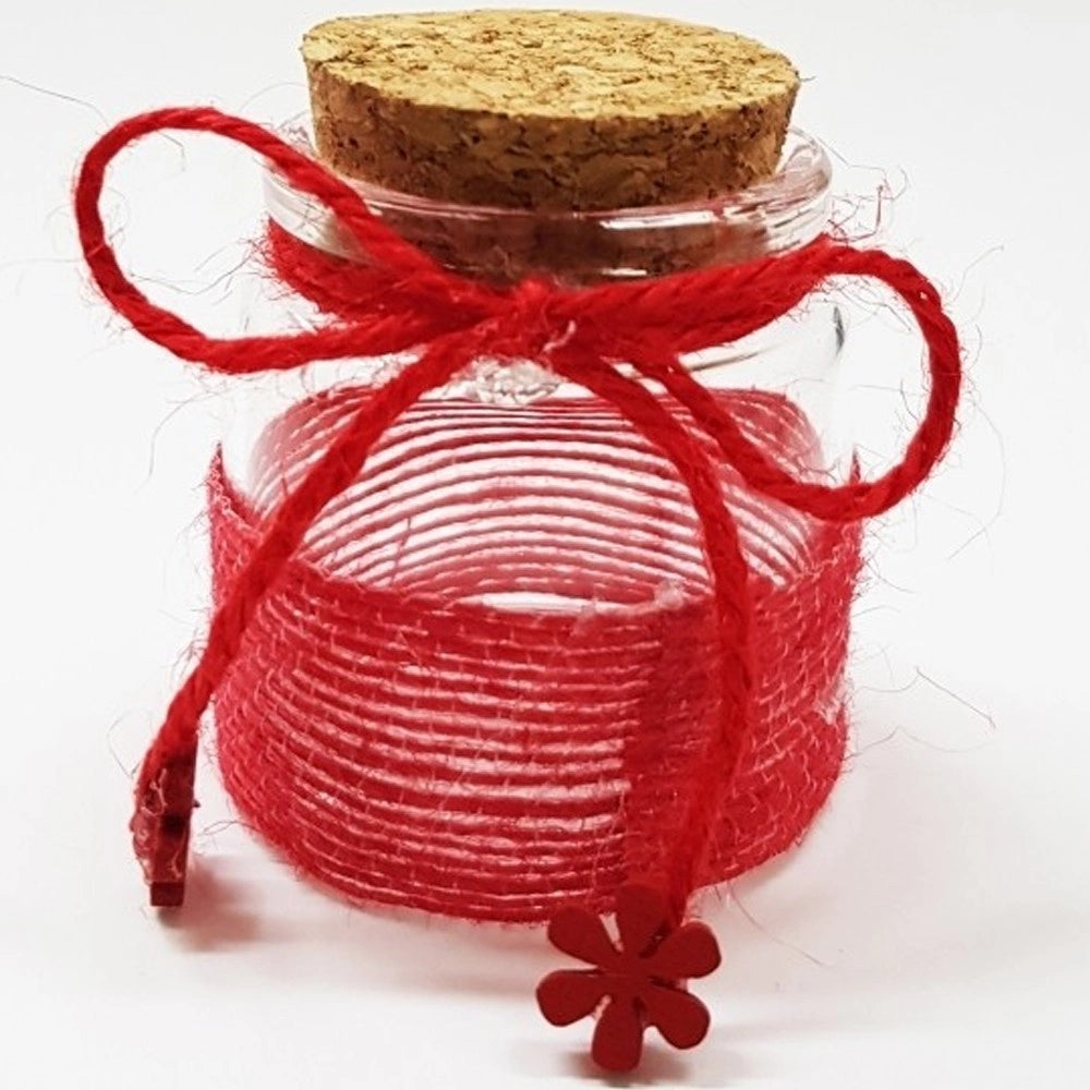 Trade Shop - Bomboniera Ampolla Colore Rosso In Vetro Con Tappo Sughero Nastro Porta Confetti -