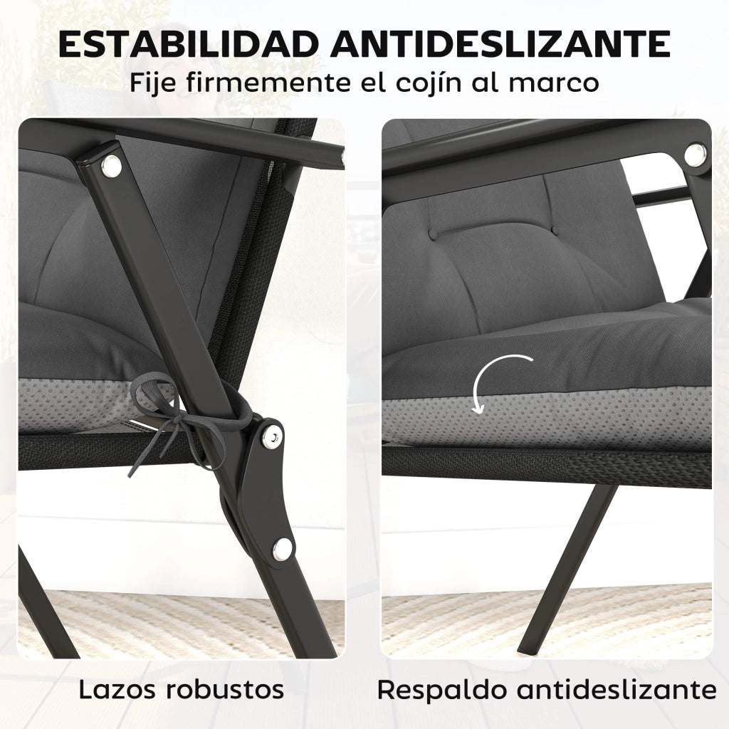 Set 4 Cuscini per Sedie da Giardino ¨C Zephmum ¨C Grigio 112x53 cm