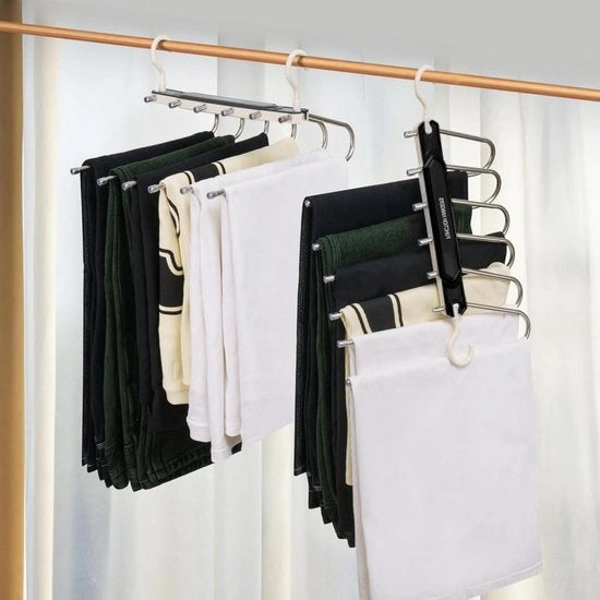 Hanger per abito 2 pezzi, Cappotto in acciaio inox per abiti e jeans, Nero con funzione pieghevole multifunzionale - Organizzatore per cappotti e asciugamani
