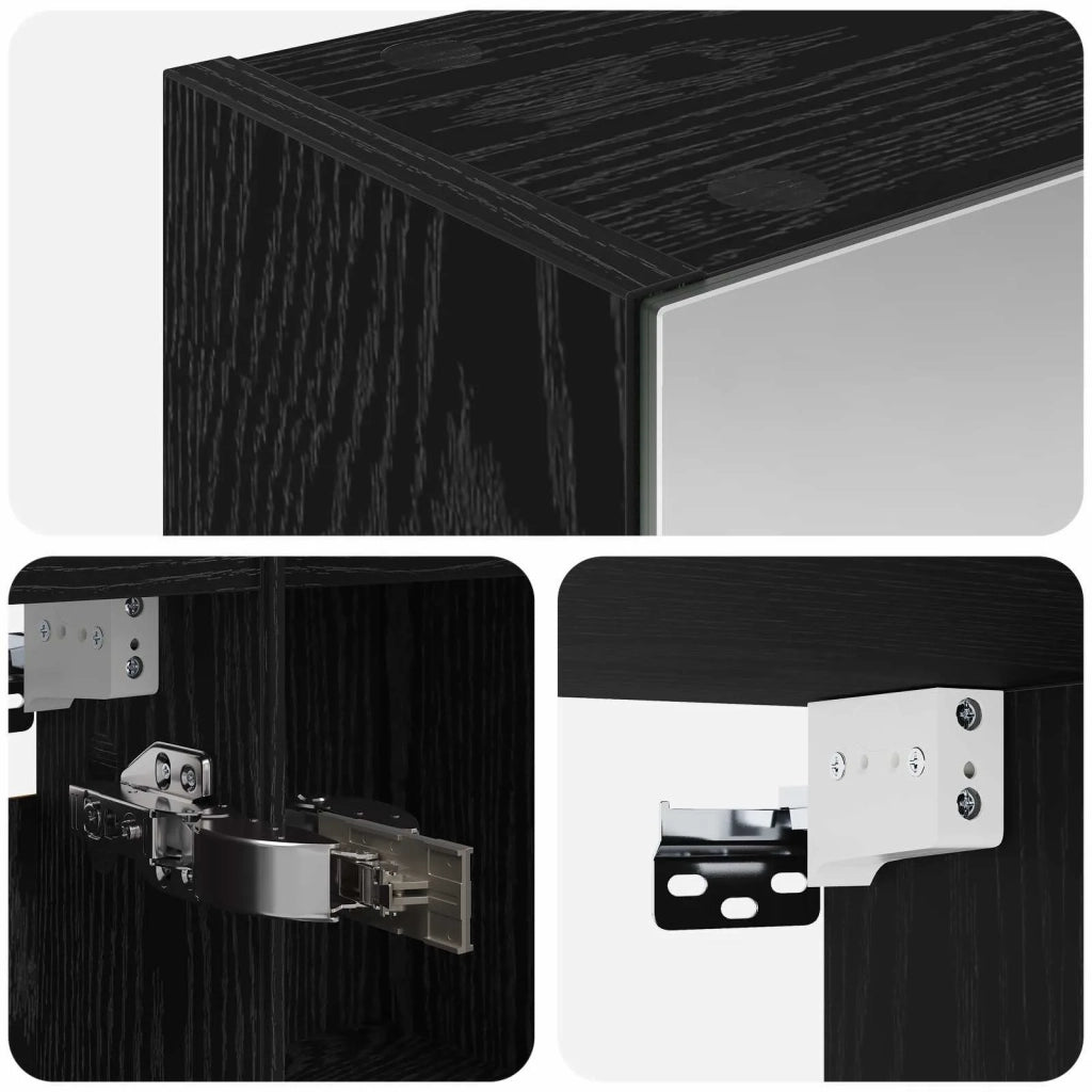 Mobiletto per specchio da bagno Rovere Nero 70 x 14,5 x 70 cm