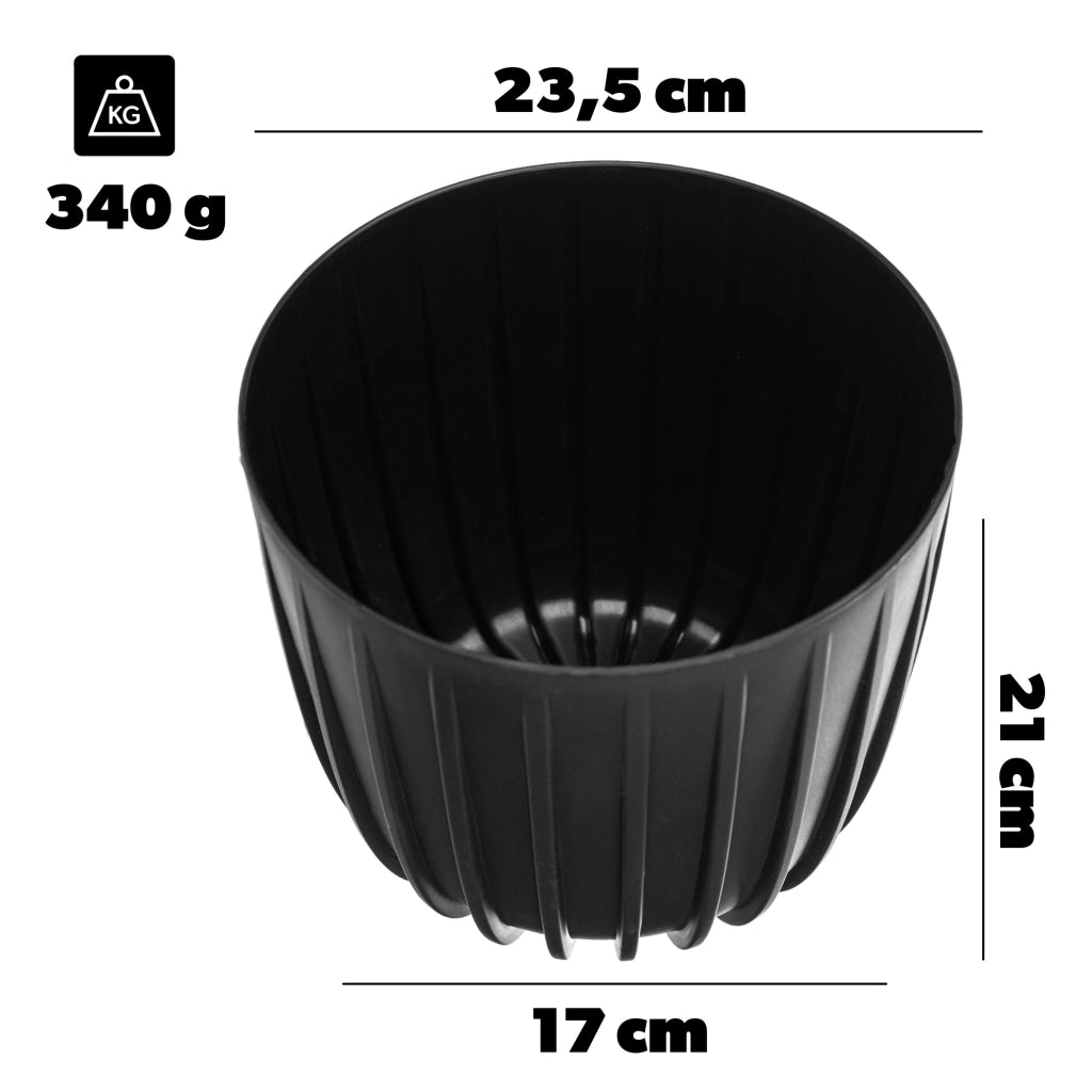 Vaso da fiori KADAX, vaso da fiori, coprifiori, 23,5 cm, rotondo, in plastica, nero