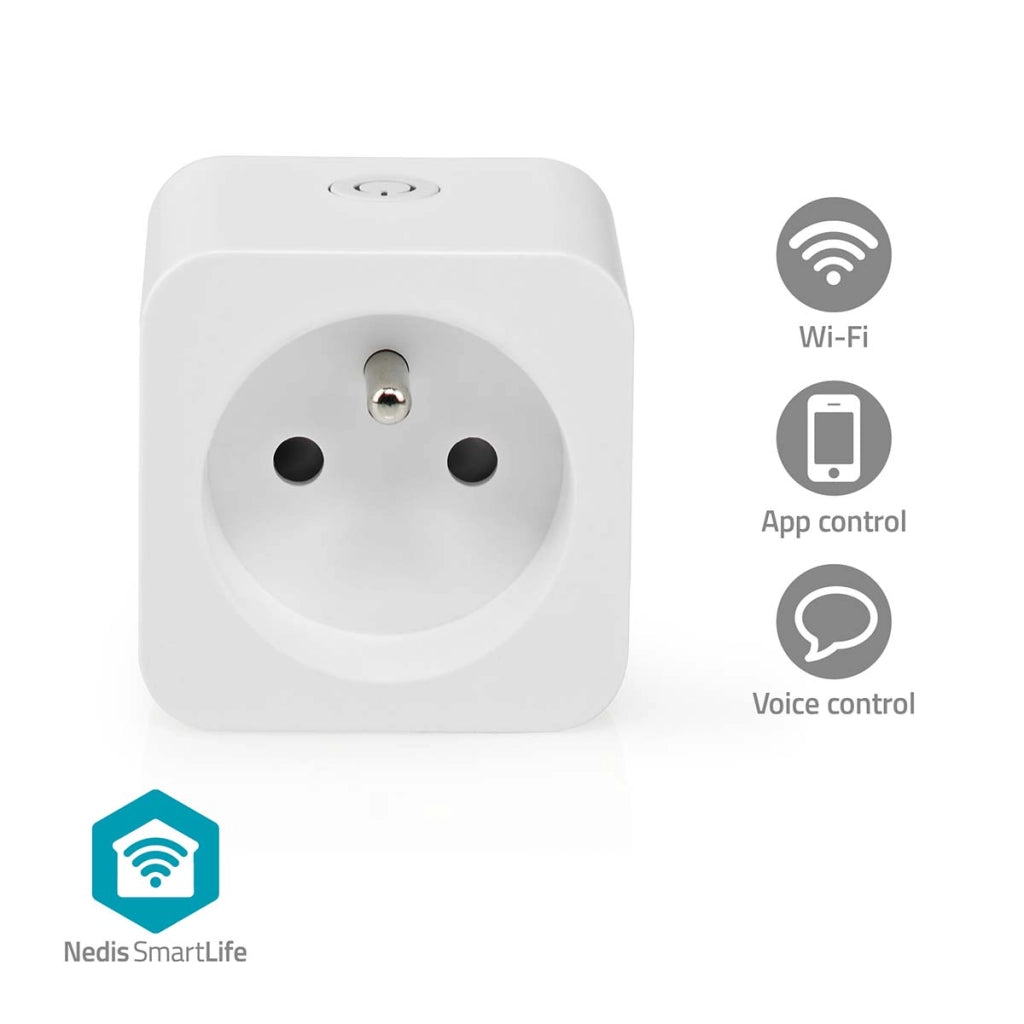 SmartLife Wi-Fi Connected Socket IP21 Wattmetro 3680W Tipo E Francia Bianco Nedis