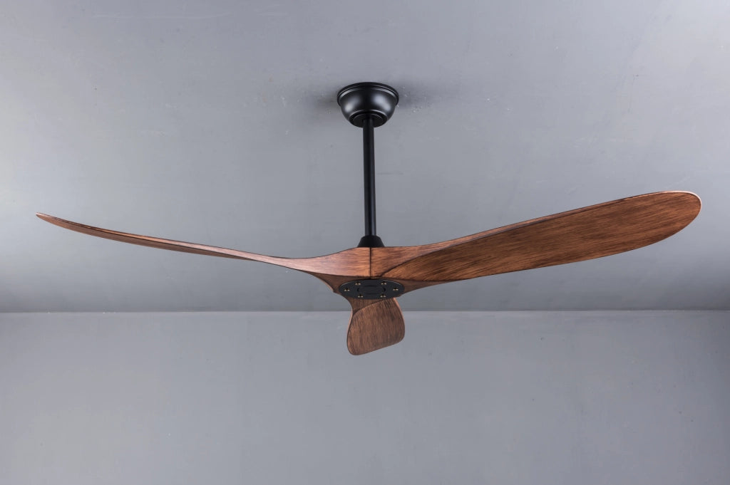 Ventilatore da Soffitto 132 cm senza Luce con Motore DC Silenzioso e Telecomando, Design Noce per Interni ed Esterni