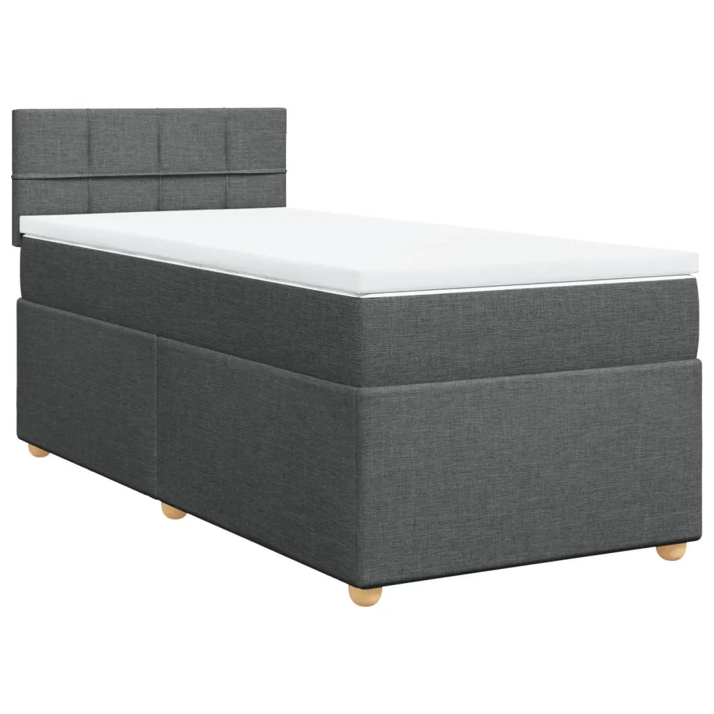 Giroletto a Molle con Materasso Grigio Scuro 100x200 cm Tessuto