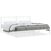 Letto matrimoniale | Letto per adulti | Giroletto con Testiera Metallo Bianco 193x203 cm