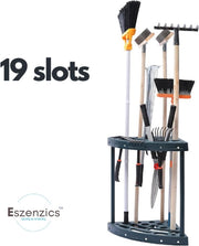 Supporto per attrezzi giardinieri Pro5 - Solido e duraturo - Compacto 43x43x58cm - 19 slot - Attrezzi giardinieri - Sistema di appoggio - Grigio