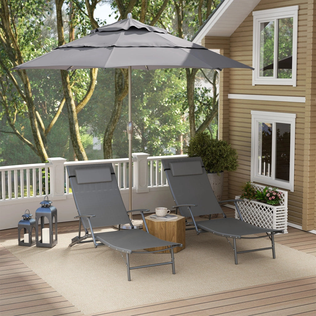 Sdraio da Giardino Pieghevoli 2 Pezzi con Cuscino e Schienale Regolabile ¨C Minimal ¨C Grigio