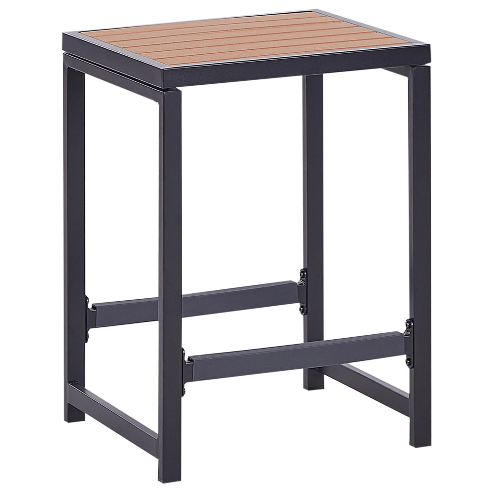 Sgabello da giardino per esterni Sedile per patio Base in acciaio e legno Nero stile elegante