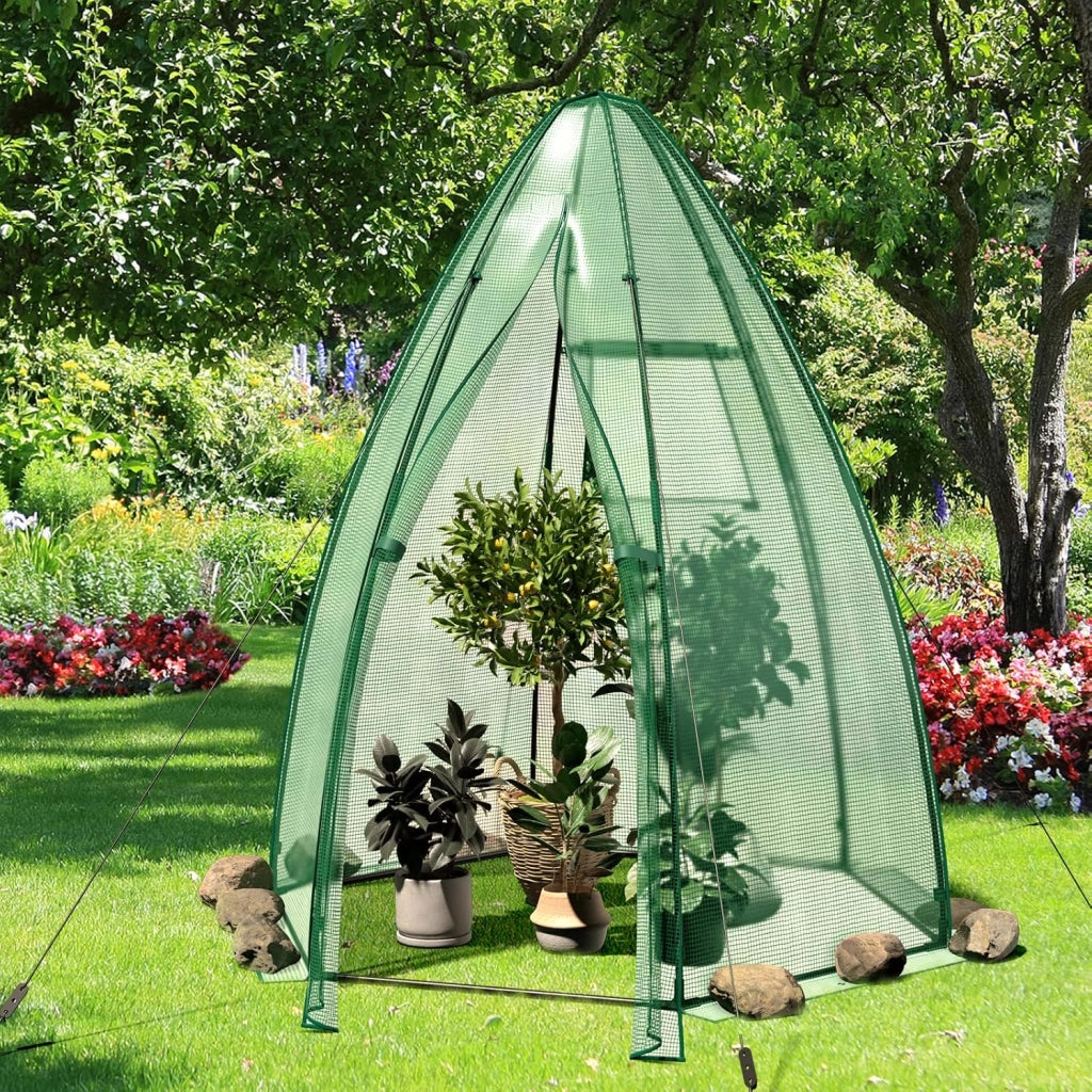 Serra da Giardino con Copertura in PE per Tutte le Stagioni, Porta Avvolgibile, Finestra a Rete, Serra da Esterno per Piante e Orto, Ideale per Balcone e Giardino 160 x 160 x 183 cm