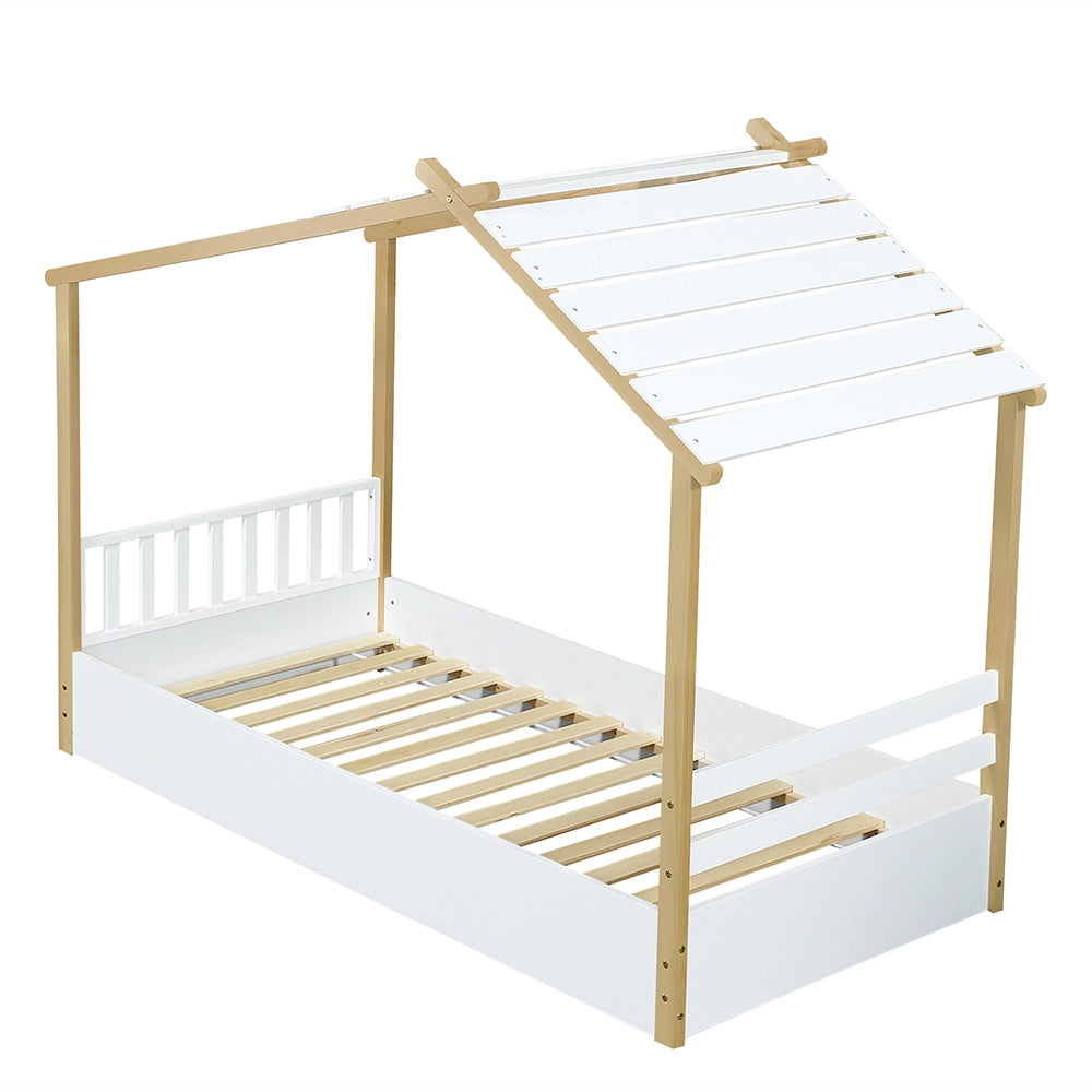 Letto Singolo Bambino 90x190cm - Xylo - Design Sobrio in Legno con Colore Bianco Naturale