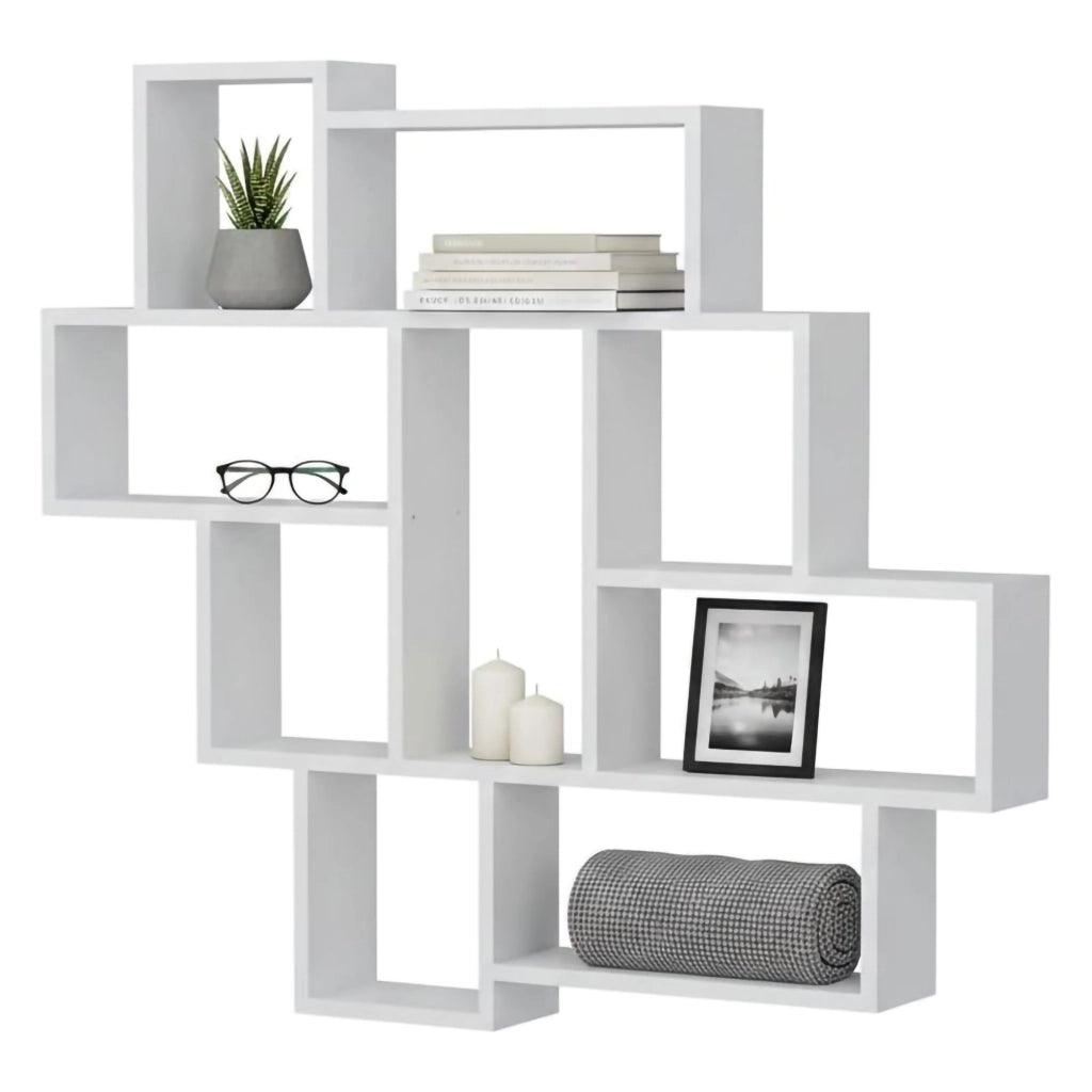 Mensola Chapala, Scaffale, Ripiano a muro, Scaffalatura multiuso, 116x15h104 cm, Bianco