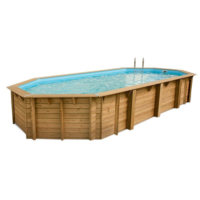 Piscina In Legno Ottagonale Northwood 750 - 7,50 X 4,00 H.1,30 M - Liner Blue