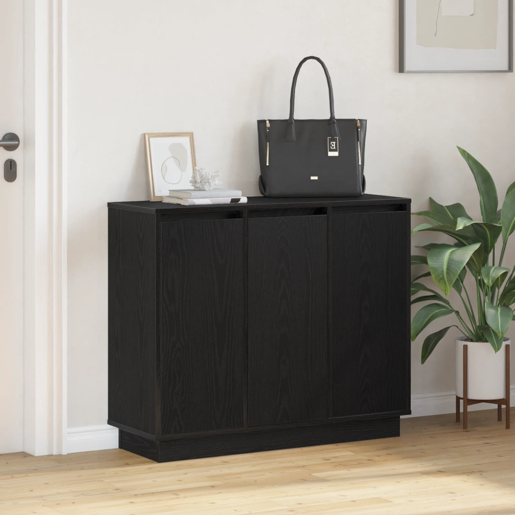 Sideboard  con LED in rovere nero 90x32x75 cm in legno ingegnerizzato