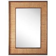 Specchio da parete in legno chiaro Rettangolare 54 x 74 cm in legno massello fatto a mano con cornice in abete Bamboo Basket Weave Boho Modern