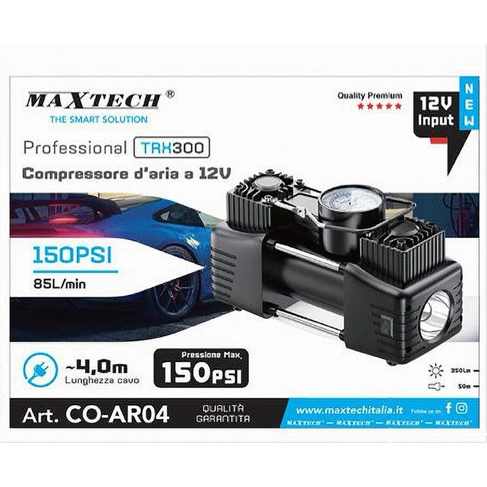 Trade Shop - Compressore Portatile 12v 150psi Gonfiatore Ruote Auto 85l/min Manometro Co-ar04 -