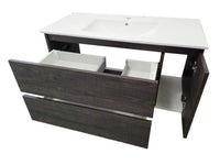 Mobile da Bagno Sospeso con Lavabo Specchio e Lampada a LED TFT Febe Rovere Wengè