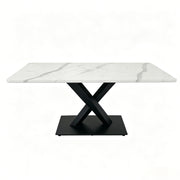 Tavolo da pranzo rettangolare 160x80x75 cm MDF bianco nero