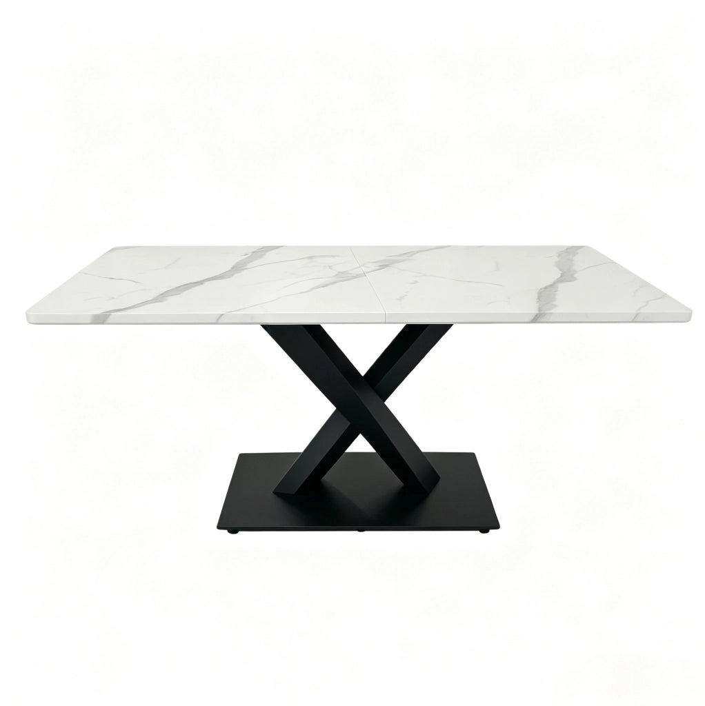 Tavolo da pranzo rettangolare 160x80x75 cm MDF bianco nero