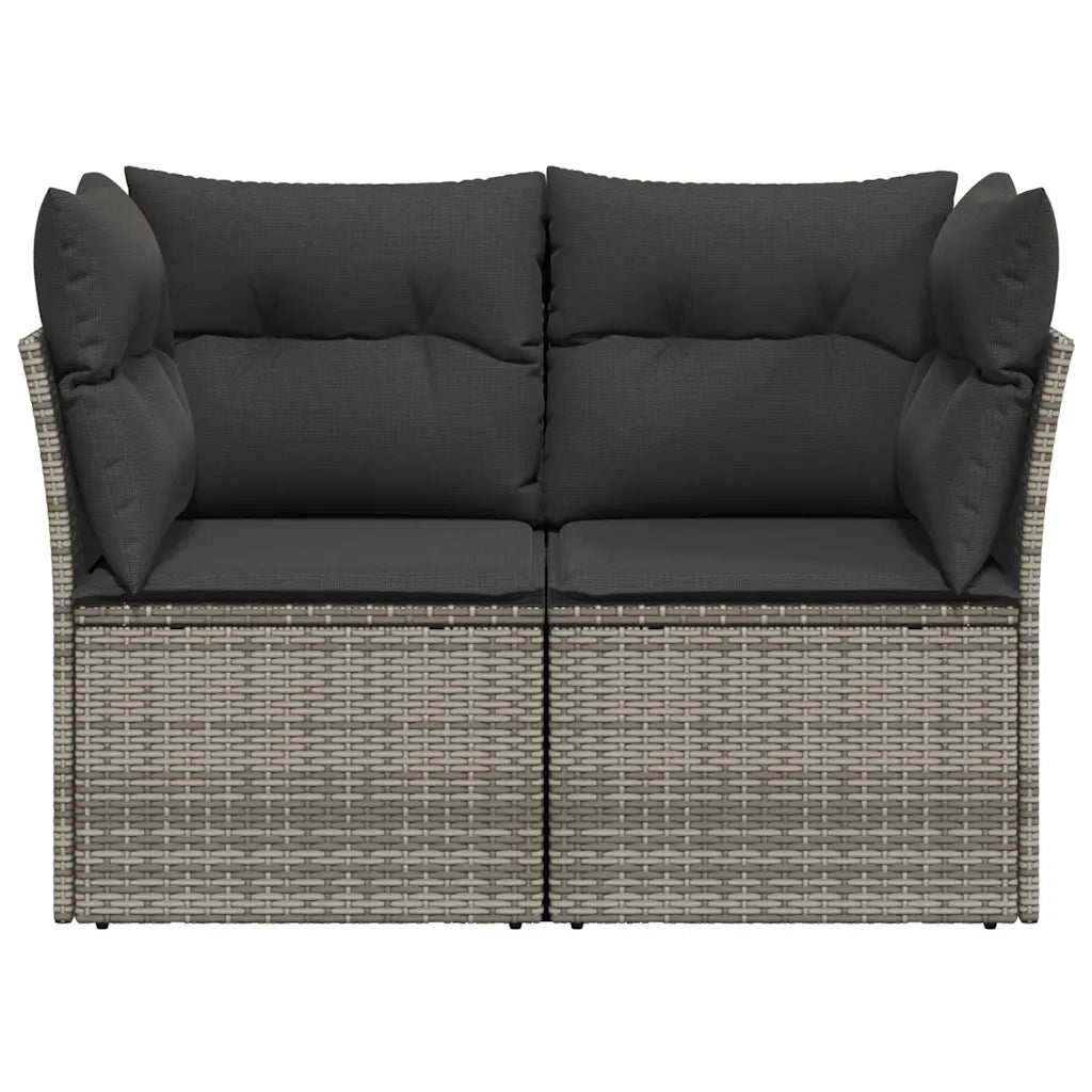 Divano da Giardino con Cuscini 2 Posti Grigio in Polyrattan 366137