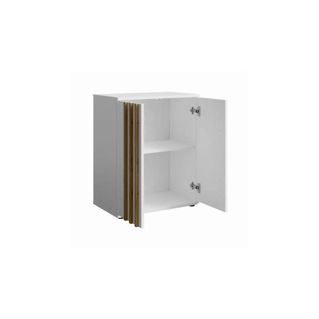 Cassettiera VARIA - 2 Porte - Design moderno colore bianco e rovere artigianale
