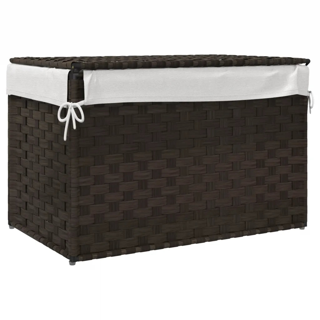 Cesto Biancheria Coperchio Marrone Scuro 55,5x35x34 Polyrattan CFW9698030