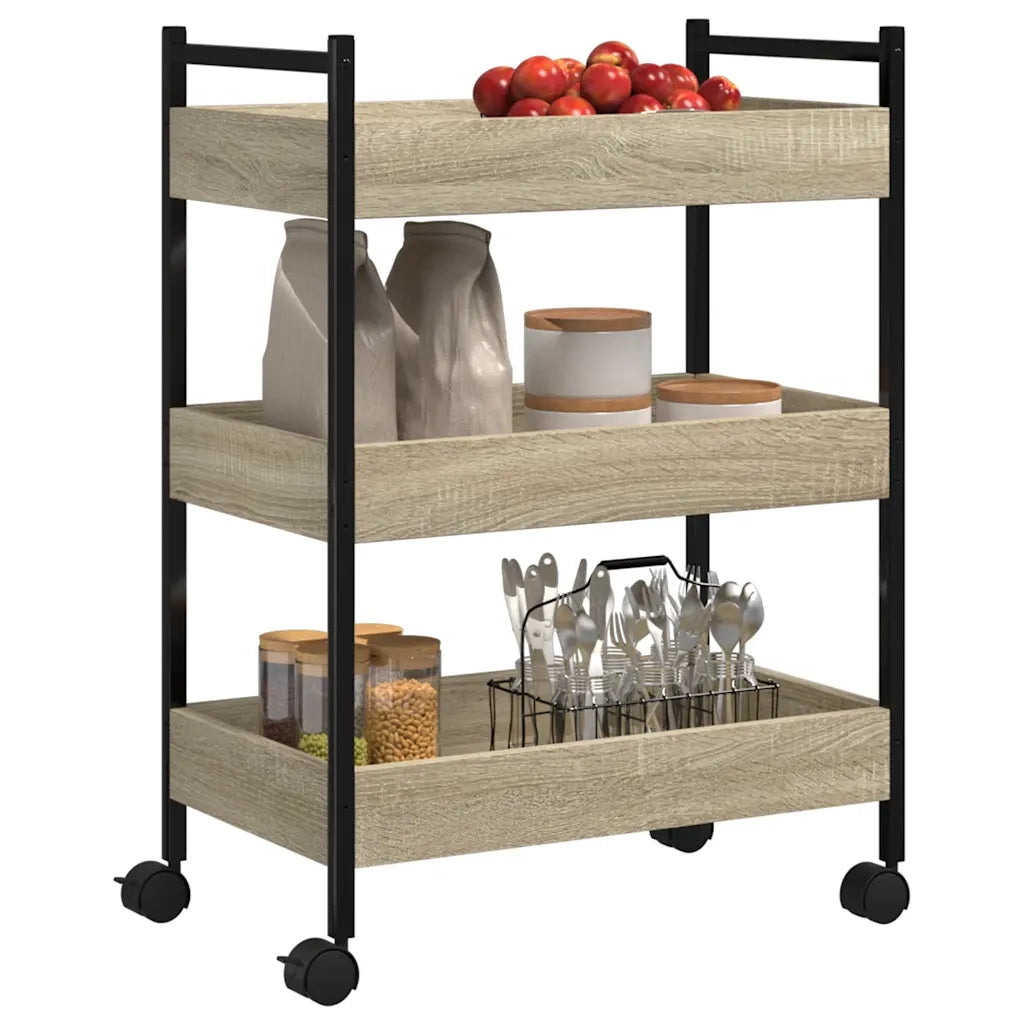 Carrello da Cucina-Scaffale per Cucina Rovere Sonoma 50x30x70 cm Legno Multistrato