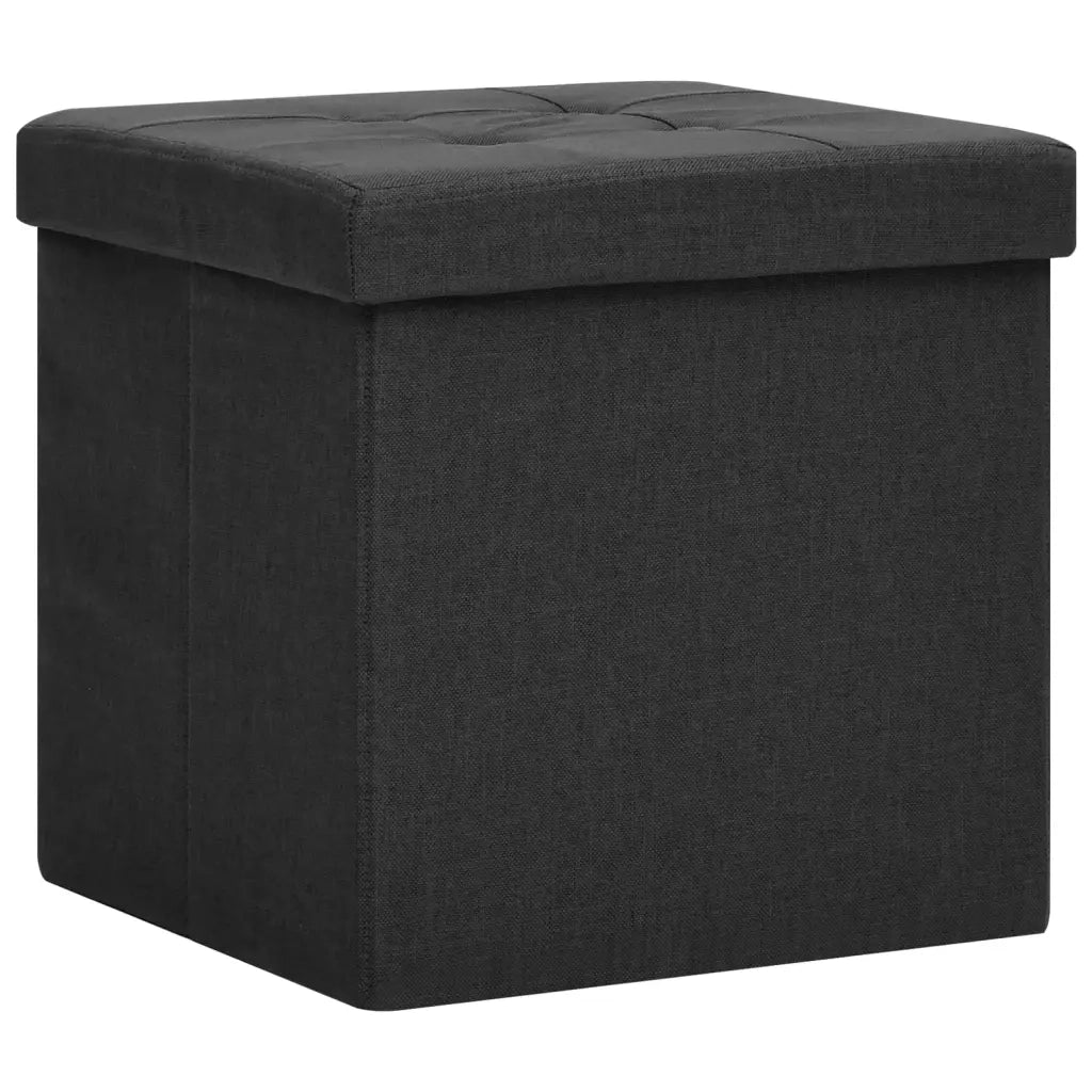 Sgabello con Contenitore Pieghevole Nero in Simil Lino 338763