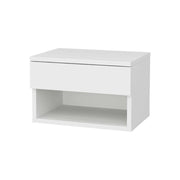 Comodino Serpente, Comò basso, Tavolino da notte, Mensola da letto, 45x29h32 cm, Bianco