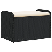 CassaPanca da Giardino | Panchina con Cuscino Nera 80x51x52 cm in Polyrattan