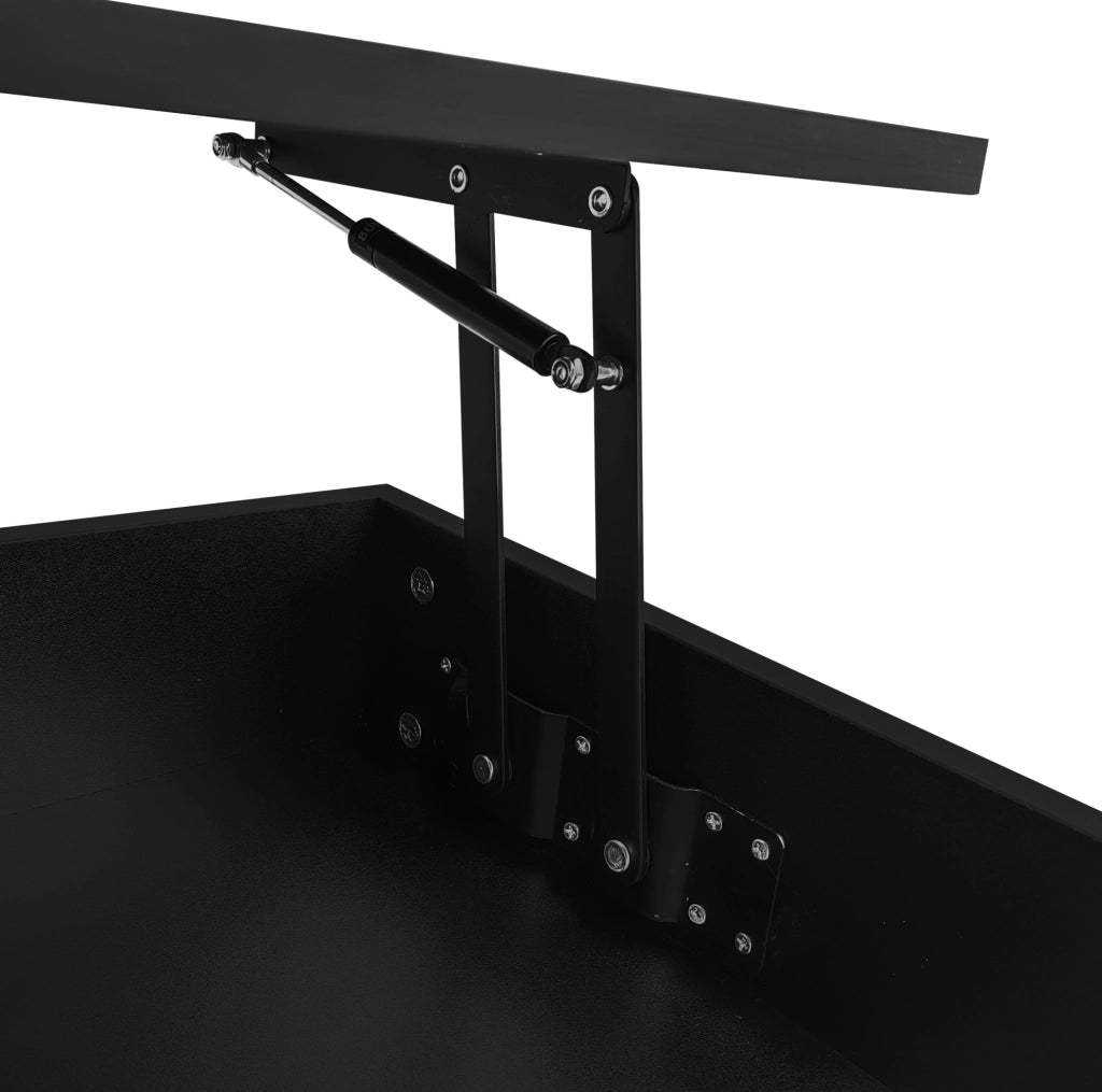 Tavolino da caff猫 100x50x44 cm; alzata idraulica con LED e vani contenitore; truciolare nero