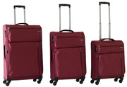 Set 3 Valigie Trolley Morbide in Poliestere 4 Ruote TSA Ravizzoni Gin Tonic Rosse