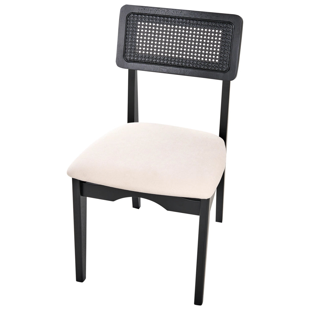 Set di 2 sedie da pranzo nere sedute imbottite nere sedute imbottite in poliestere struttura in legno laccata