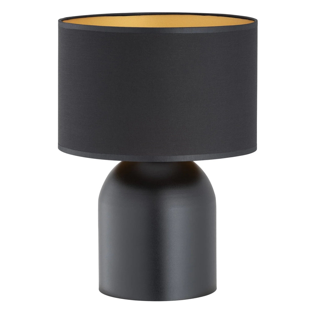 Lampada Da Tavolo Nordica Enlil 1 Luce In Acciaio Nero E Oro