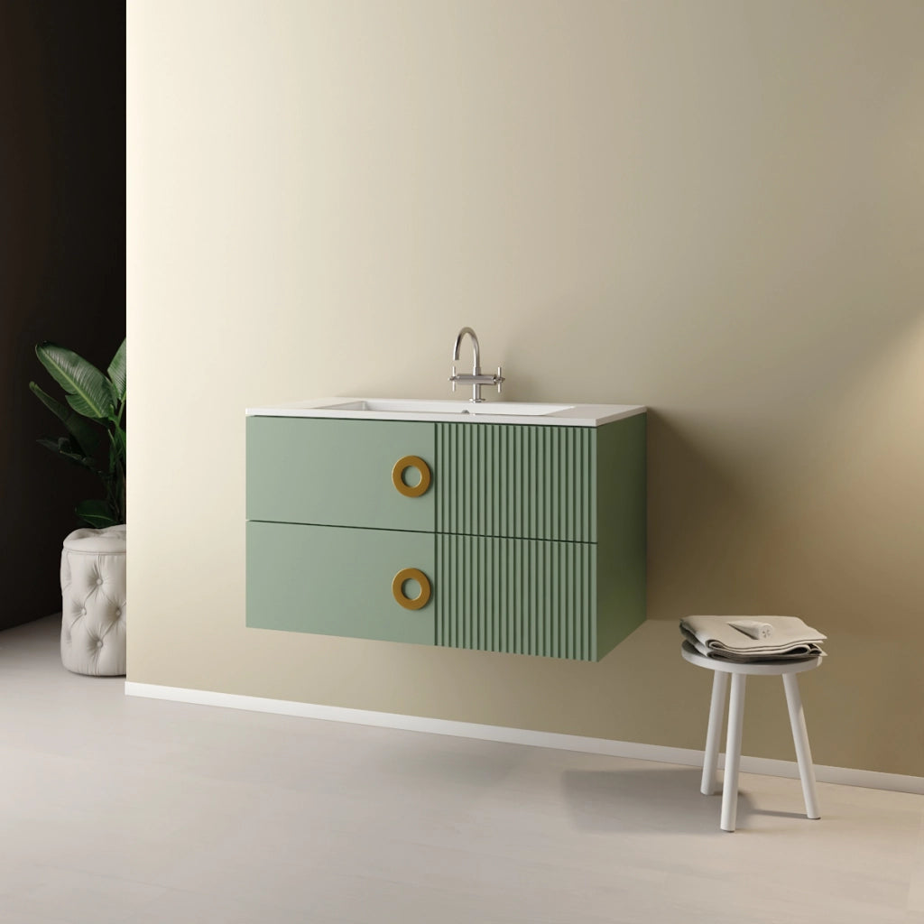 MOBILE BAGNO SOSPESO SENZA SPECCHIO MODELLO SOLE 90CM - BASE SOSPESA -LAVABO - BIANCO OPACO -SPECCHIO ESCLUSO  - MOB