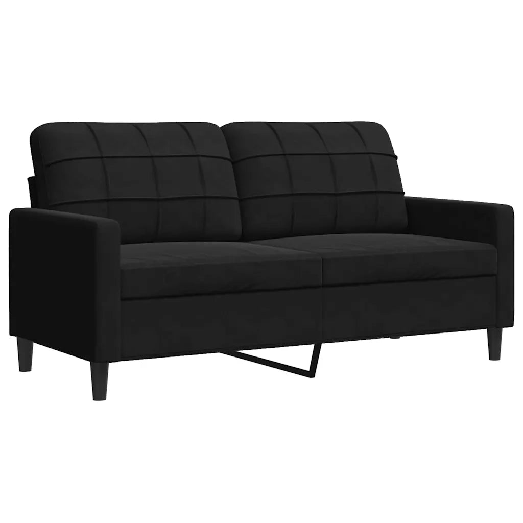 Set di Divani 4 pz con Cuscini e Rinforzi Nero in Velluto