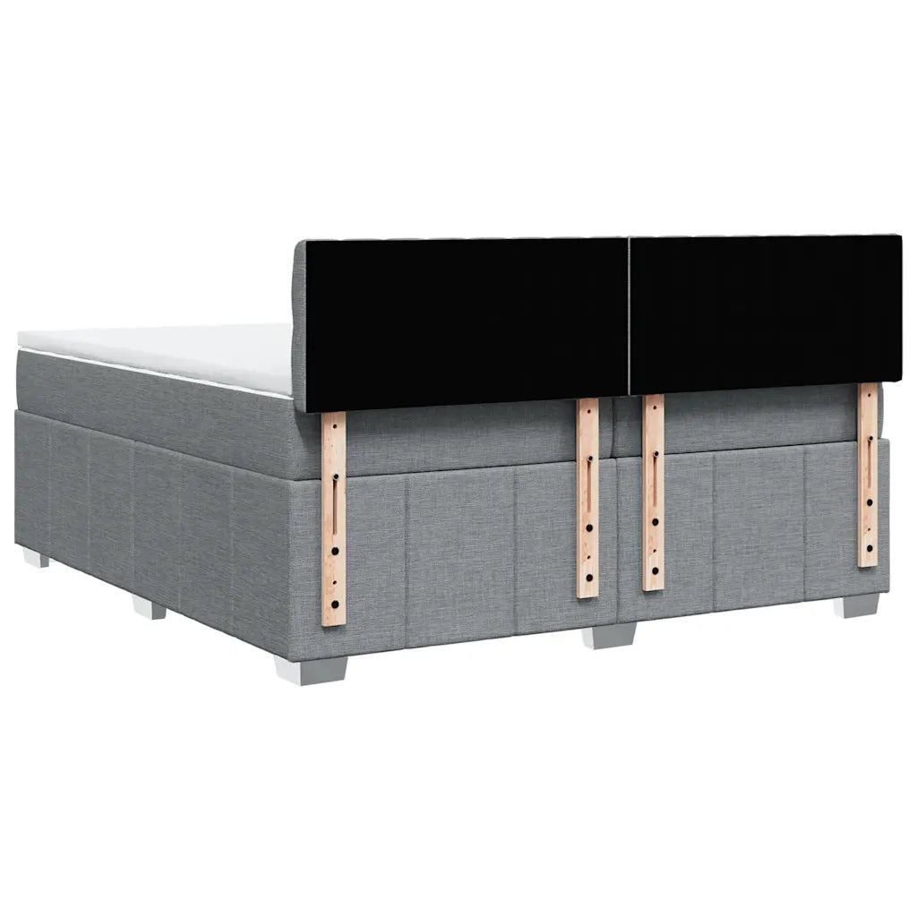 Giroletto a Molle con Materasso Grigio Chiaro 200x200cm Tessuto