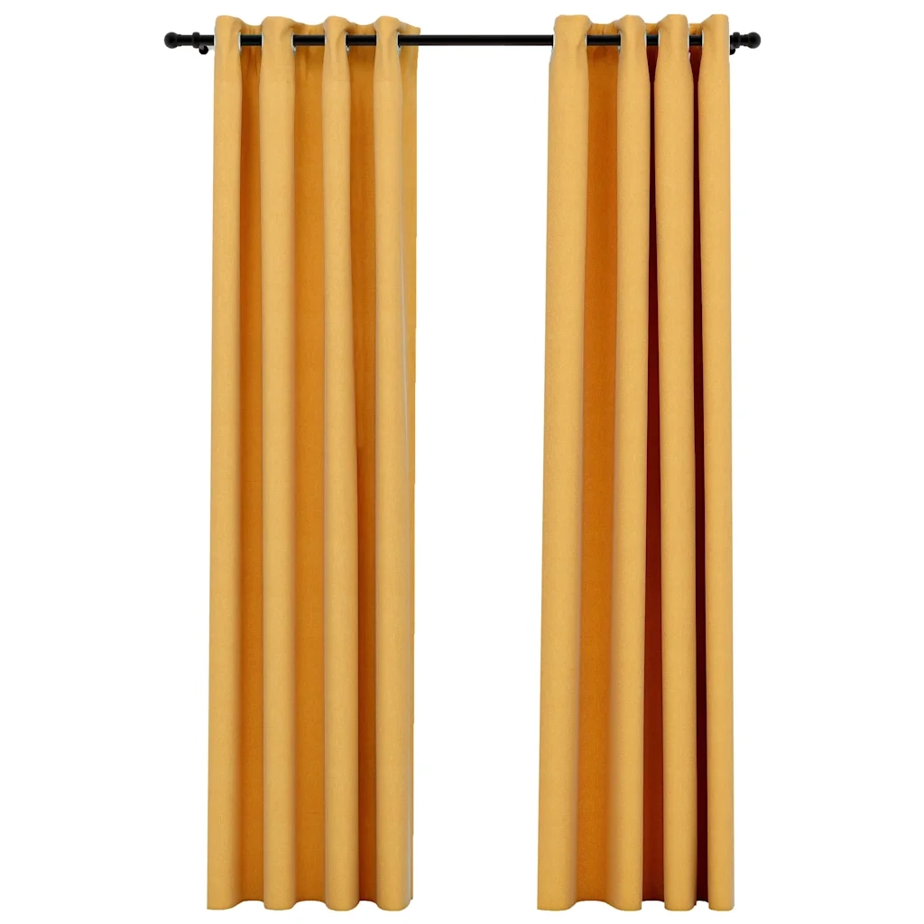 Tende Oscuranti Effetto Lino con Occhielli 2pz Gialle 140x225cm cod mxl 60436