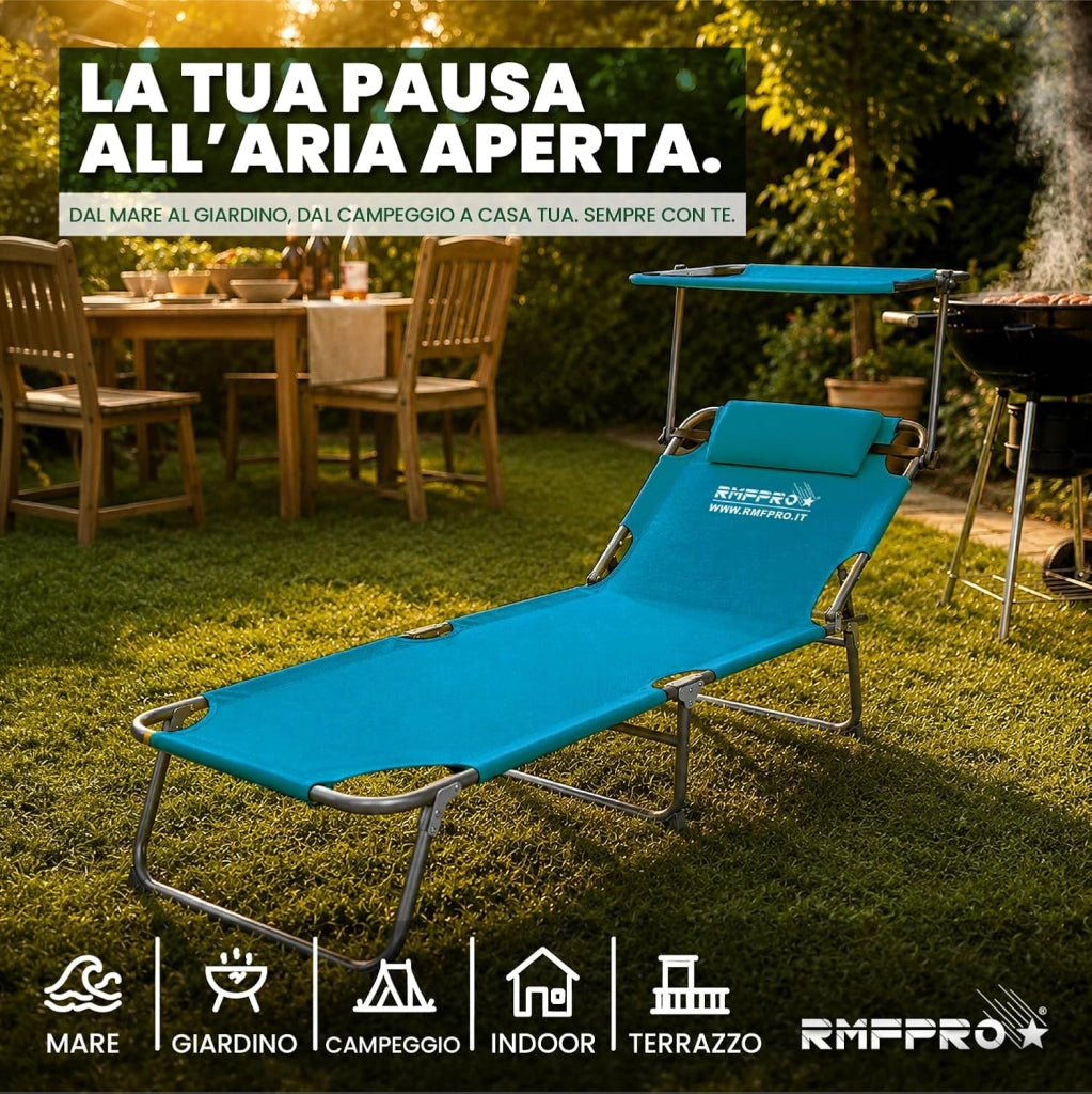 RMF PRO SET 2 LETTINI PIEGHEVOLE CON PARASOLE BLU